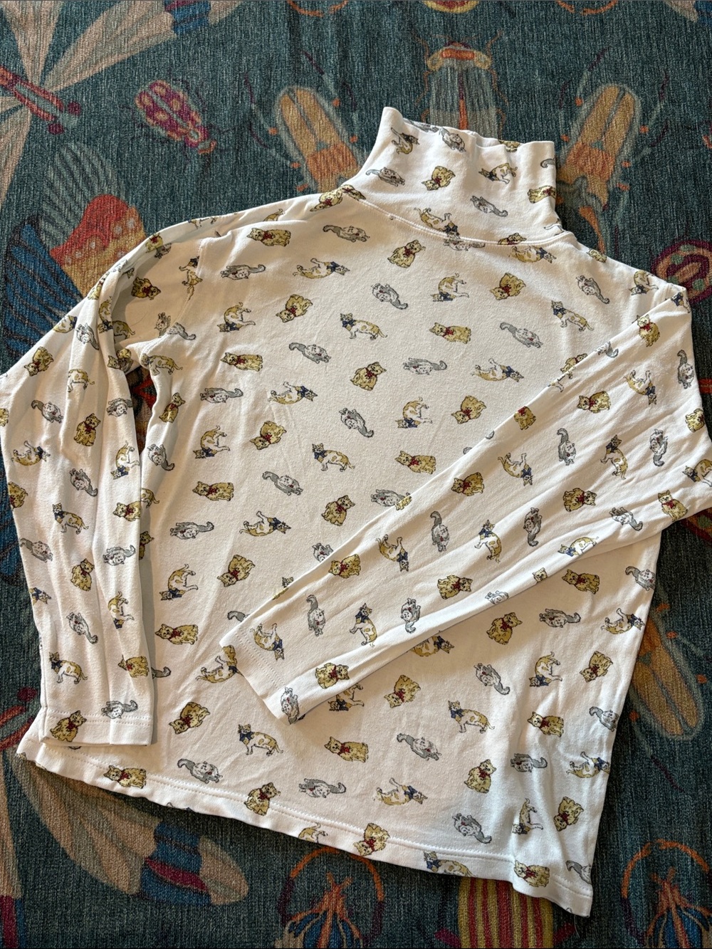 Vintage 90s Cat Lady Grandmacore Eagle’s Eye cotton turtleneck shirt S